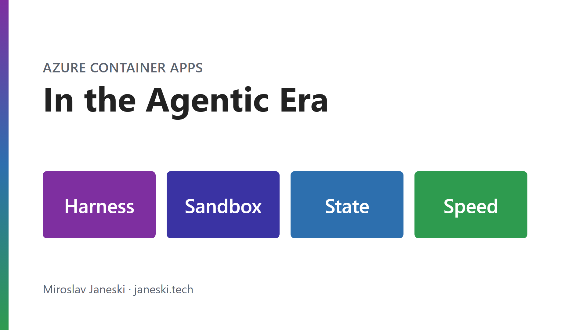 Harness, Sandbox, State, Speed: Azure Container Apps in the Agentic Era